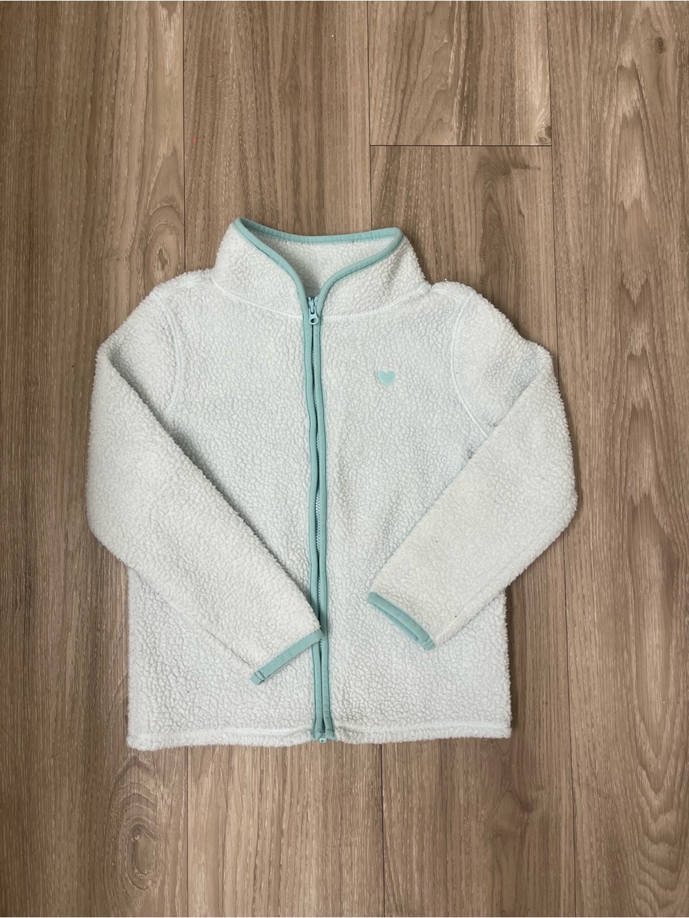 Kids Sherpa Zip Jacket with Mint Trim